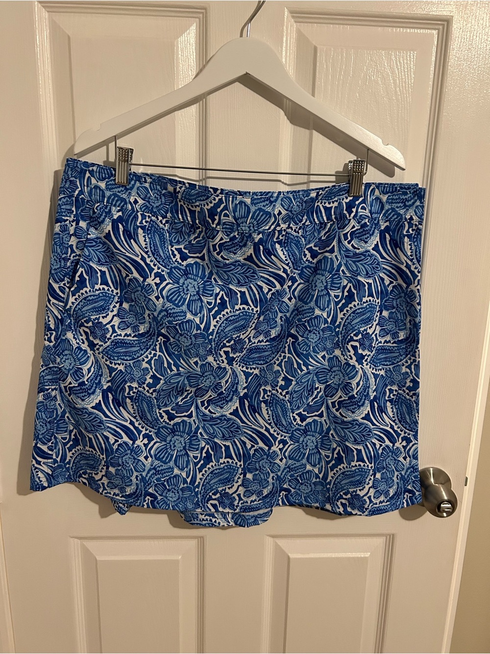 Blue Floral Skirt with Velcro Waistband